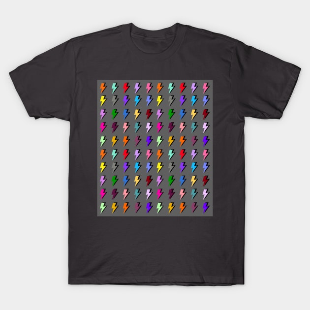 Small Multi Colour Lightning Bolts Pattern T-Shirt by OneThreeSix